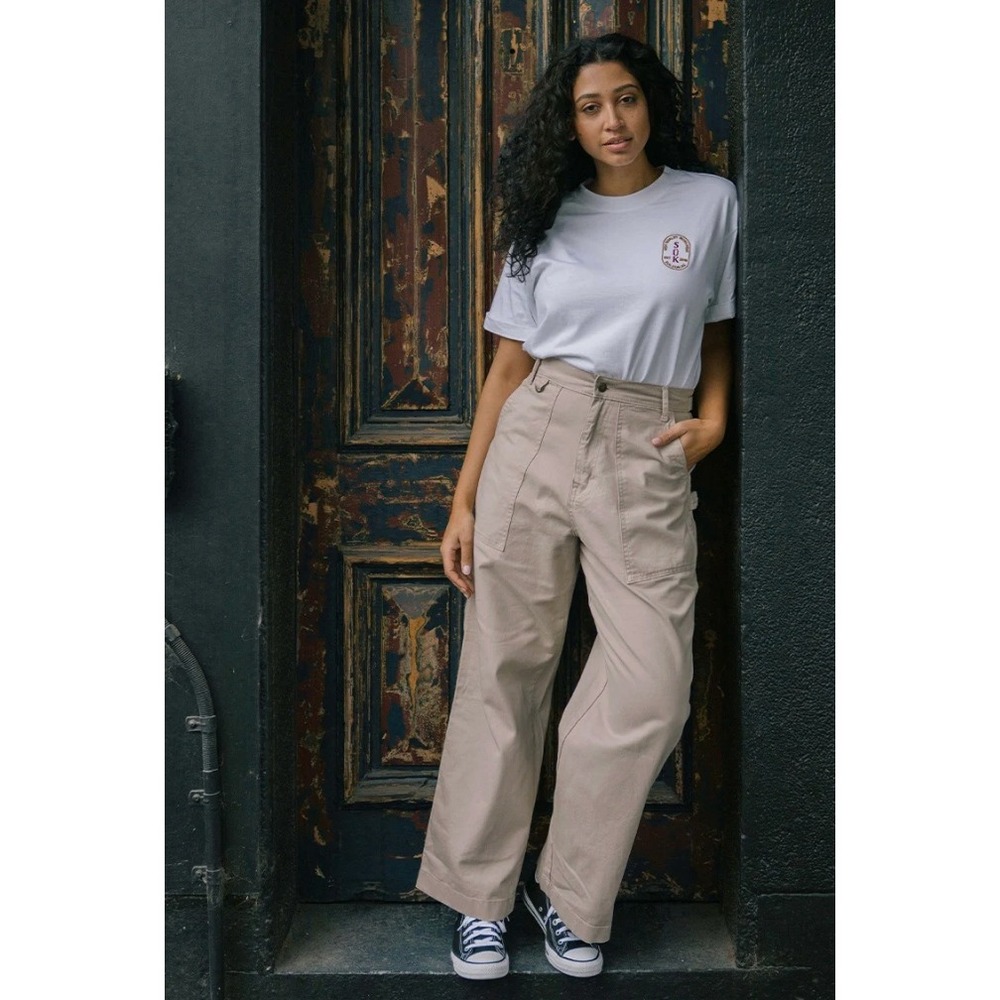 SUK Workwear Construction Pants 12 Tan Stone High Waisted Utility Workwear